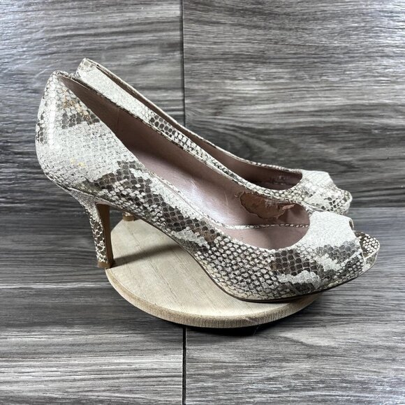 Vince Camuto VC-KIRA Snake Print Peep Toe Pumps Shoe Size 8.5 - Picture 1 of 11